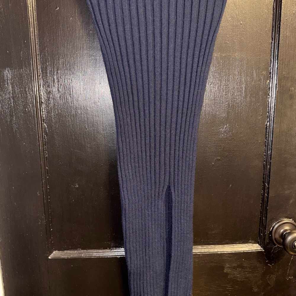Navy Ribbed Knit Skirt